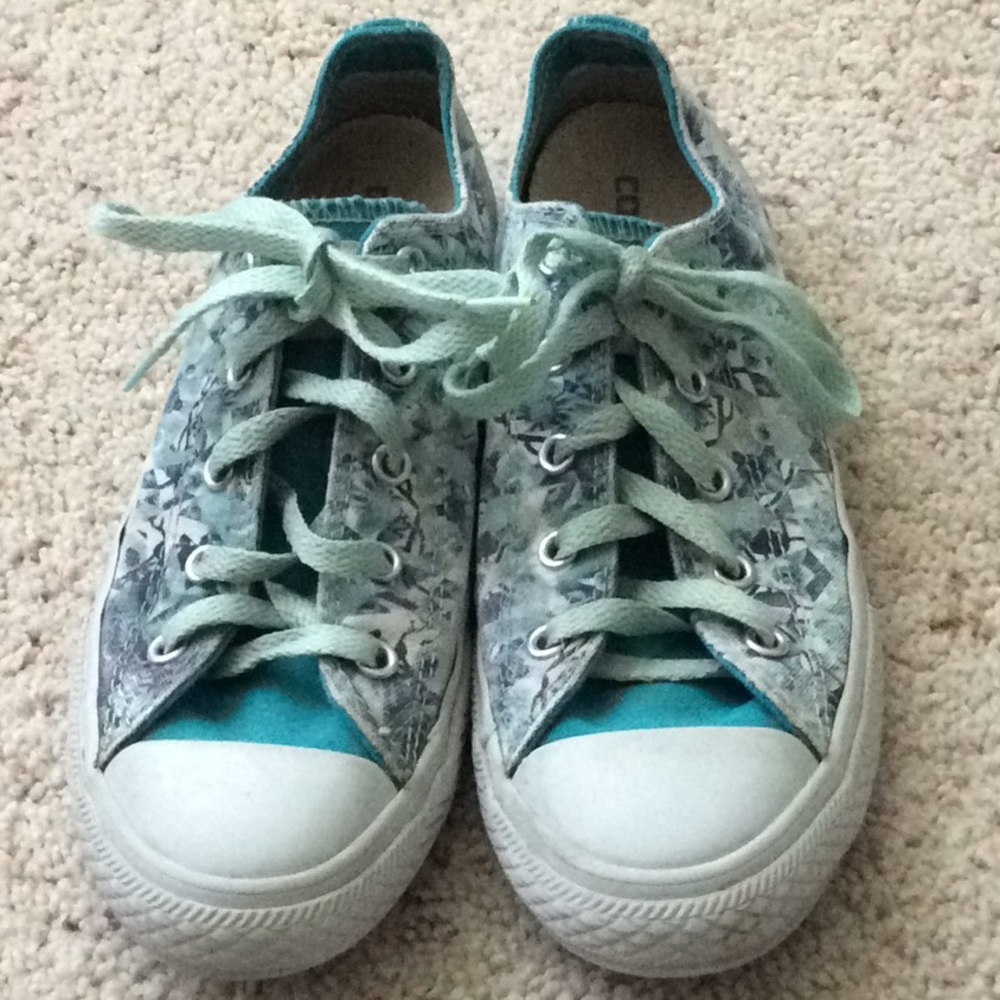 Converse Women's Teal Floral Low-Top Sneakers